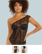 One shoulder lace body suit