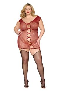 Seamless Chemise w/Rhinestone Accents & Mini Suspender Clips